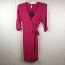 Piphany Dresses | Piphany Women's Knit Dress Gracie Large Pink Wrap I | Color: Pink | Size: L