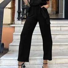 Vekdone Women's Dressy Casual Jumpsuits Long Pants Belted Wide Leg Pants Rompers Short Sleeve Pocket Overalls 2024 Clearance On Sale S,M,L,Xl,Xxl