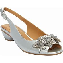 Extra Wide Width Women's The Rider Slingback By Comfortview In Silver (Size 8 1/2 WW)