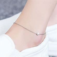 Simple Stainless Steel Chain Anklets For Women Silver