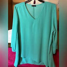 Vision Tops | Vision Quarter Length Sleeve Dress Top Blouse. Plus Size 2Xl Mint Green | Color: Green | Size: 2X