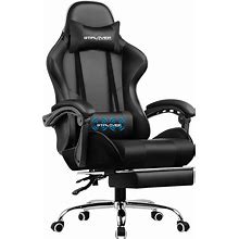 GTPLAYER Gaming Chair, Computer Chair With Footrest And Lumbar Support, Height Adjustable Game Chair With 360°-Swivel Seat And Headrest And For