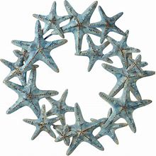 Set Of 2 Blue Rustic Finished Layered Starfish Wreath Wall Decors 22" Diva At Home One Size Blue Unisex