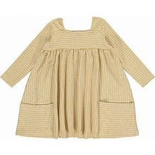 Vignette | Rylie Striped Long Sleeve Dress, Mustard (Stripes, Size 6-9M) | Maisonette