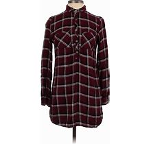 Be Cool Casual Dress: Burgundy Plaid Dresses - Women's Size Small