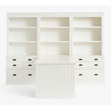 Aubrey Peninsula Desk With 108" Bookcase Suite, Dutch White | Pottery Barn