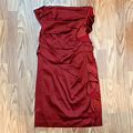 Suzi Chin For Maggy Boutique Cocktail Dress Strapless Ruched Red Size