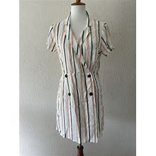 Abercrombie & Fitch Wrap Dress Sz Mp Striped Short Sleeve Wrap Dress