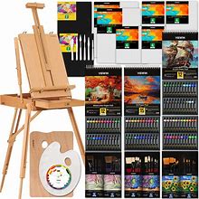VISWIN 147-Piece Painting Set - Oil, Acrylics, Watercolors, Canvas, Easel, Brushes, Palette For Artists, Beginners