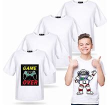 5 Pack Youth Sublimation Blank T Shirt White Polyester Shirts Crew Neck Short Sleeve Sublimation T Shirt