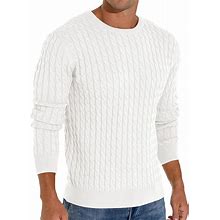 Askdeer Men's Cable Knit Pullover Sweater Classic Crewneck Sweater Soft Casual Sweaters With Ribbing Edge