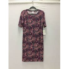 NWT Lularoe Pink Purple Short Sleeve Julia Simply Comfortable Dress Womens M