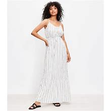 Loft Dresses | Loft Shimmer Stripe Tie Back Maxi Dress Whisper White | Color: White | Size: M