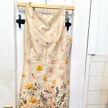 Loft Dresses | Beige Loft Outlet Petite Sleeveless Floral Print Dress | Color: Cream/Orange | Size: 4P
