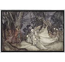 Icanvas "The Meeting Of Oberon And Titania, 1908" By Arthur Rackham Framed - Silver - 18X26