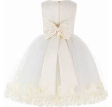 Ivory Tulle Rose Floral Petals Toddler Flower Girl Dresses Bridal Gown 302T