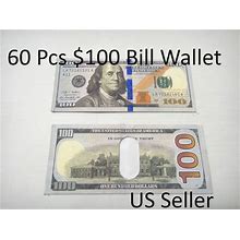 60 Pcs Newest 100 Dollar Bill Wallet Bifold Ultra Thin Card Holder US Seller