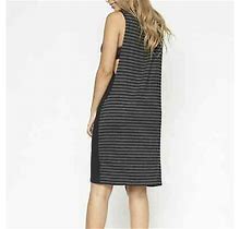 Black / Grey Striped Sleeveless Dress L