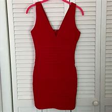 Tobi Dresses | Tobi Bodycon Mini Bandage Dress (Red & Pleated) S | Color: Red | Size: S