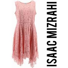 Isaac Mizrahi Dresses | Isaac Mizrahi Handkerchief Hem Lace Midi Dress | Color: Pink | Size: Mp