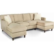 M9 Leena Double Chaise Sectional | HOM Furniture | Tan | Fabric