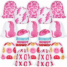 15 Pcs Pink And White Preppy Drawstring Party Favor Bag Preppy Class Backpack For Boys And Girls School Handbag Leopard Print Leopard Pattern
