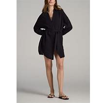 Gauze Shirt Dress For Tall Women In Black 2XL / Tall / Black