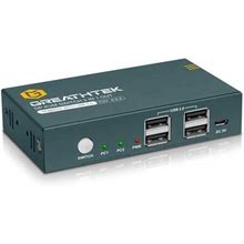 GREATHTEK Displayport KVM Switch DP 2 Port 4 USB 2.0 4K@60Hz 2 PC Share 1 Monitor
