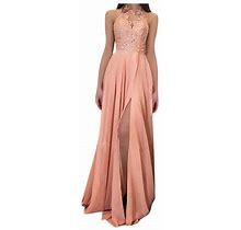 Wng Women Elelgant Embroidery Lace Dress Sleeveless Halter Neck Dress Evening Dress