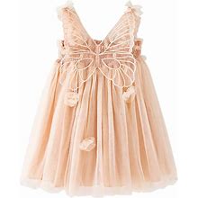 AGQT Baby Girls Tulle Tutu Dress Butterfly Print Back Sundress Size 6M-6T