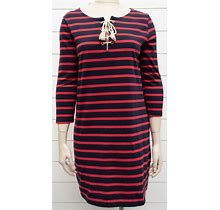 Womens Gap 3/4 Tie Dress Navy/Red Stripe 100% Cotton - 536769