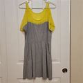 H&M Dresses | H&M Grey And Yellow Cold Shoulder Dress | Color: Gray/Yellow | Size: L