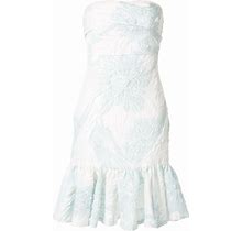 Bambah - Floral Strapless Dress - Women - Metallic Fibre/Spandex/Elastane/Polyester - 16 - White