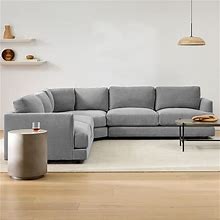 Haven 139" Multi Seat L-Shaped Wedge Sectional, Standard Depth, Chunky Boucle, Sand, West Elm