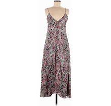 IRO Casual Dress - Midi Plunge Sleeveless: Gray Floral Dresses - Women's Size 19