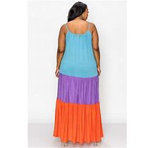 Plus Size Colorblock Cami Neck Maxi Dress
