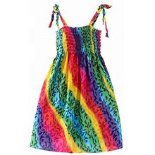 Dresses For Toddler Girls Floral Bohemian Rainbow Flowers Sleeveless Beach Straps Princess Clothes Kid Dress