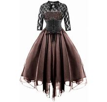 Womens Clothes Dress Lace Half Sleeve Tunics Dress Vintage1950s Crosets A Line Swing Midi Party Dress