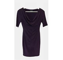Ralph Lauren Ruched Sheath Dress Gorgeous Burgundy Purple Cowl Neck Dress 0P