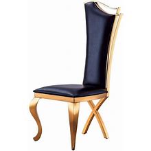 JASMODER Parsons Chair Wishbone+Wingback Leather Foam Black + Gold 2-Sets