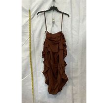 The Pirate Dressing Womens C1379 High Low Ruffle Brown Steampunk Skirt