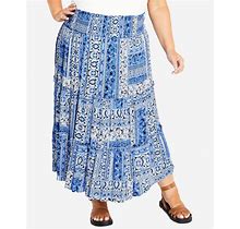 Avenue Plus Size Zoey Maxi Skirt - Coastal Patch - Size 24W