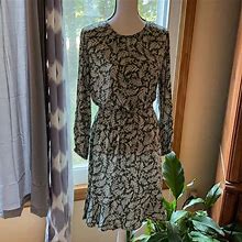 Old Navy Dresses | Old Navy Ls Tiered Leaves-Print Swing Dress | Color: Green/White | Size: M