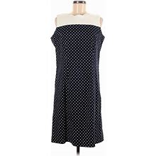 Talbots Casual Dress - Shift Crew Neck Sleeveless: Blue Polka Dots Dresses - Women's Size 12 Petite