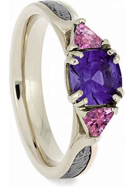 Jewelry By Johan Meteorite & Cushion Cut Three Stone Engagement Ring (5)