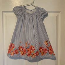 Gap Dresses | Babygap Toddler Seersucker Smocked Dress | Color: Blue/Orange | Size: 18-24Mb
