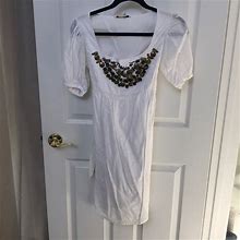 Zara Dresses | Zara White Dress With Beaded Neckline Detail | Color: White | Size: S