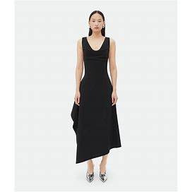 Bottega Veneta Stretch Cotton Asymmetric Midi Dress - Black - Woman - 2 - Cotton, Polyamide & Elastane