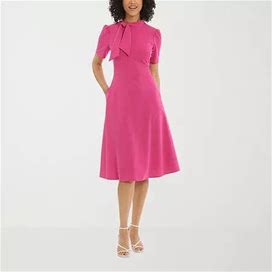 London Times Short Sleeve Midi Fit + Flare Dress | Pink | Womens 6 | Dresses Fit + Flare Dresses | Spring Fashion | Easter Fashion