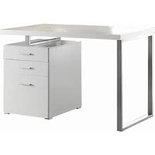Coaster Home Furniture Office File Drawer Writing Desk, White And Silver (Used) ,
